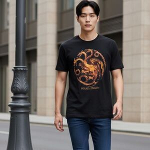 NWOT Unisex House of Dragon Black Short Sleeve Tee Shirt Game of Thrones Size XL